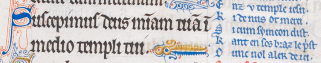Psalm 48:9 in a 13C psater, British Library MS50000
